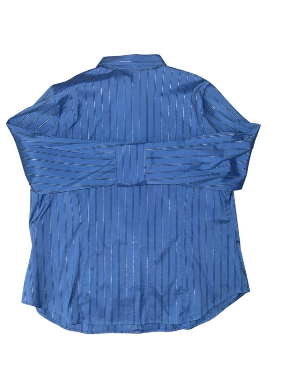 Venezia Stretch Blue Button Up Shirt Women’s 22/24 Plus Size Striped - Picture 2 of 6